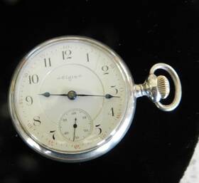 6360322 Elgin 1896 Pocket Watch 149 18s 21j Sterling Silver Case Runs Works