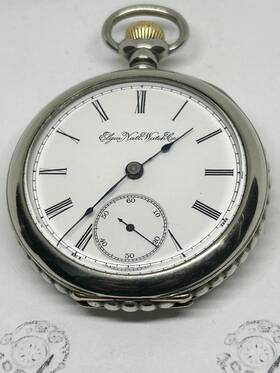 6373114 Elgin Grade 73 Size 18 From 1896 Keystone Scalloped Case - Runs Well With Box