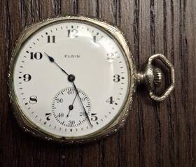 64575 Elgin 1920 Vintage Pocket Watch 12s 7j Star Case 10kt Rolled Gold Runs