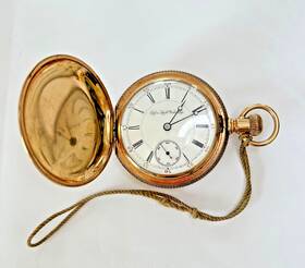 6470578 Elgin Vintage 1896 Pocket Watch Grade 163 18s 17j Lever Set Gold-filled Case