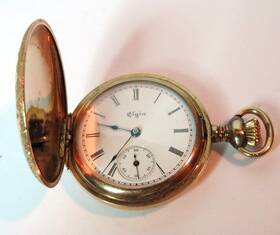 6537040 Elgin Antique 1896 Women Gold Filled Pocket Watch Stem Set Hunting Case #6537040