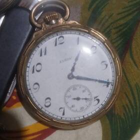 6768174 Elgin Gold Filled Open Face Pocket Watch White Dial Arabic Numerals Mpn