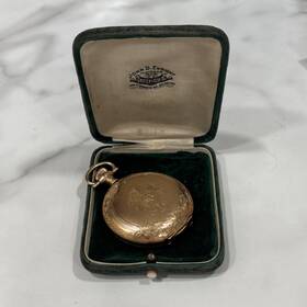 681102 Elgin 1902 Gold Filled Full Hunter Pocketwatch Roman Numerals Mechanical With Box