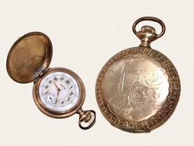 6875056 Elgin Antique 1900s 10k Gold Filled Ladys Hunter Case 15 Jewel Pocket Watch