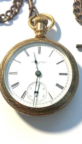 703622 Elgin Antique Pocket Watch With Gold-filled Case And Chain Early 1900s Running
