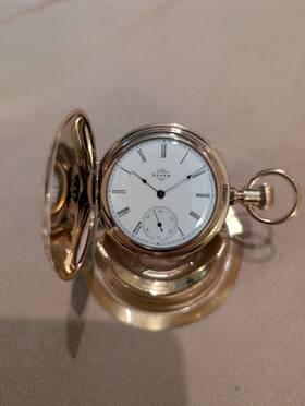 7253916 Elgin Pocket Watch Size 6s 15 Jewels Hunting Movement . Great Condition