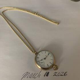 24.runs Elgin 7271985 Vtg Pocket Watch Ib N Gold Filled Case 1341869 On Gp Chain