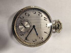 7388931 Elgin Pocket Watch Silver Polished Case Arabic Numerals