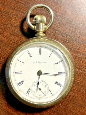 7505610 Elgin Vintage 1880s Era 18 Silver-plated Pocket Watch Works Great