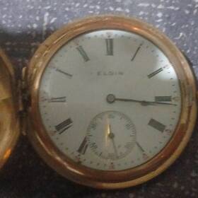 8092037 Elgin Gold Filled Full Hunter Pocket Watch Roman Numerals Mechanical