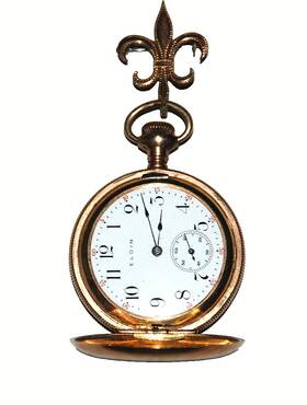 8110825 Elgin Gold Tone Metal Pocket Watch Engraved June 27th 1907 F. Mcnelson