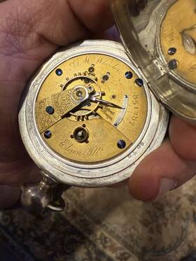851287 Elgin G. M. Wheeler Coin Silver Full Hunter Pocket Watch Roman Numerals Mechani