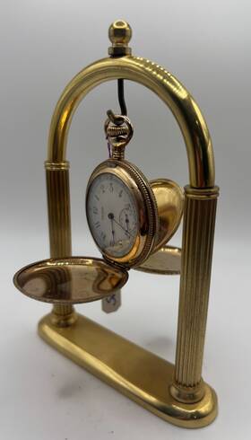 8589215 Elgin Hunter Case 15 Jewel Size 6 10k Gold Filled Ornate Dial Pocket Watch Runs