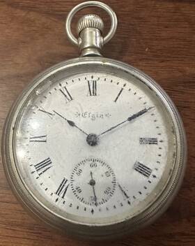 8948239 Elgin 1900 Silver 18s Pocket Watch 7 Jewels Model 5 Open Face Parts/repair