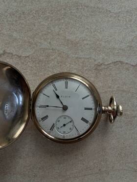 9035519 Elgin Gold Filled Full Hunter 15 Jewels Mechanical Pocket Watch Roman Dial