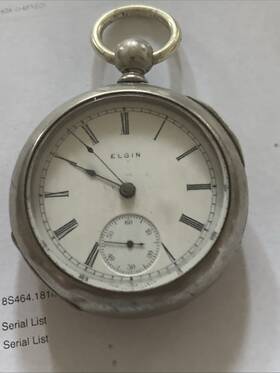 920459 Elgin 1882 Grade 81 Model 1 18s 13j Usa Key Wind Not Working No Return