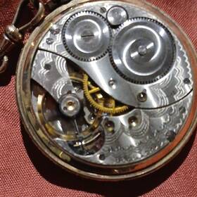 Elgin 92319 Vintage 1920s Rolled Gold Plate Open Face Pocket Watch With Chain