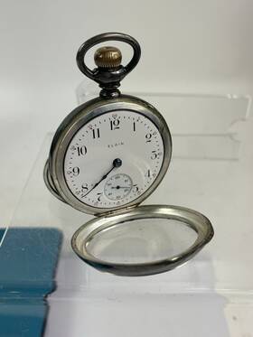9539 Elgin Vintage Large Pocket Watch Sterling Case