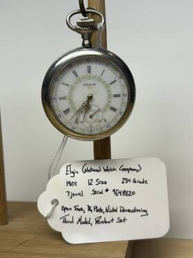 9548820 Elgin Size 12 Pocket Watch With Ornate Dial