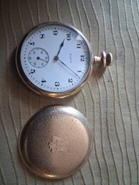 9717264 Elgin Gold Filled 1916 Pocket Watch Detailed Engraving Runs Perfectly