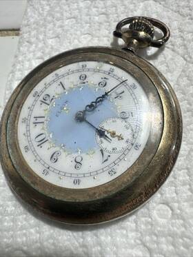 A236 Elgin Grade 295 Pocket Watch With Blue Enamel Dial
