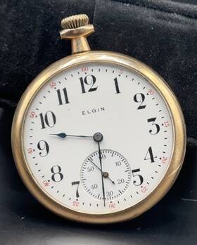 B535 Elgin Vintage Size 12s Gold Filled Pocket Watch -