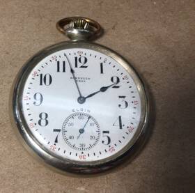 Dial-1911 Elgin Rare Vtg 7j S16 Pocket Watch Schnells Jewelry Troy N.y. On Works