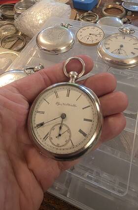 1890 Elgin Gr97 Solid Sterling Silver Pocketwatch 18s Key Wind Restored Runs