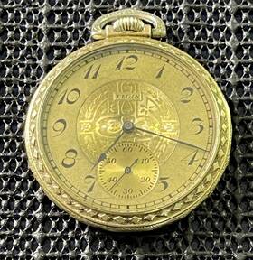 Grade-364 Elgin 1913 Model 3 12s 15j Pocket Watch Gold Dial For Repair