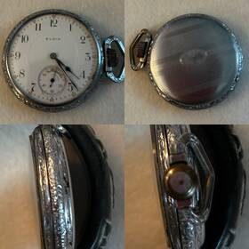 Grade386 Elgin 1912 Pocket Watch 17 Jewel Grade 386 16s Embossed Spartan Silver Case Runs