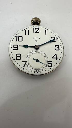 Grade574 Elgin 16s 17j Pocket Watch Movement With Dial Hands And Crown Working