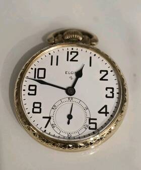 H640725 Elgin 10kt Gold Filled 3156 / 572 Usa Pocket Watch 19 Jewels Star Case