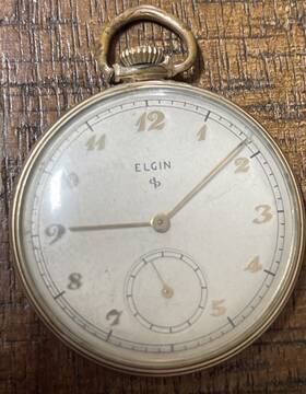 J510277 Elgin Vintage 15 Jewels Pocket Watch 10k Gold Filled Case Working
