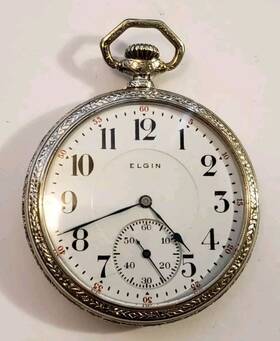 Mod3 Elgin 12s Rare Transit 17j Grade 345 Two-tone Movement Pocket Watch W.g.f. Case