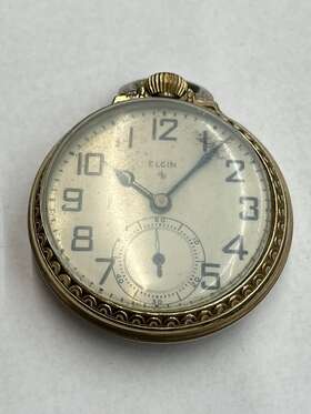 N784460 Elgin Vintage 10k Rolled Gold Plated Pocket Watch 616 # With 17 Jewel