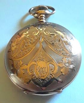 11093308 Elgin National Watch Co. 1904 14k Gf Hunter Case Pocketwatch Mass Engraved Ladys Art Nouveau Runs