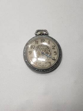 14218764 Elgin Natl Watch Co. Vintage Pocket 15 Jewel Ornate Dial Sub Seconds Defiance Case