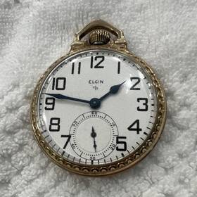 P667664 Elgin 616 Gold Plated Mechanical Pocket Watch 17 Jewels Antique 1951 Size 16