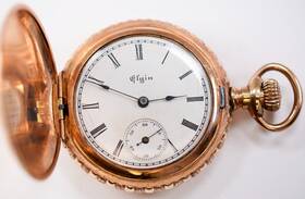 S1ze Elgin Vintage Hunting Case Pocket Watch