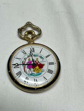 S840 Elgin Rare France 17 Jewels Railroad Enamel Hand Painted Mechanical Pocket Watch