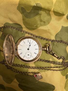 Sn10921271 Elgin Nonworking Hunting Case Pendant Pocket Watch C1906 Grade 320 7j With Chain