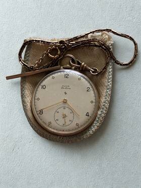 V2612ks Elgin Antique Circa 1924 Grade 452 G. M. Wheeler Pocket Watch 12s 17j With Chain