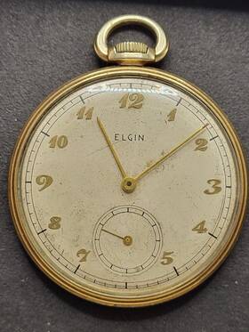 V781833 Elgin 44mm Vintage 1948 546 Dura Power Pocket Watch 15 Jewels 10k Gf Working