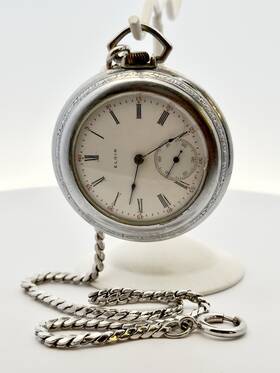 1912 Elgin W526 Silver Tone Model 2 Grade 295 Class 115 Working With Fob Pocket Watch