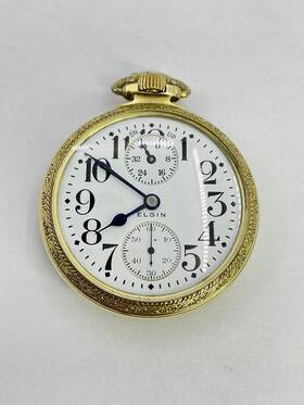 W543 Elgin Antique B.w. Raymond Up/ Down Indicator Rail Road Pocket Watch 19j