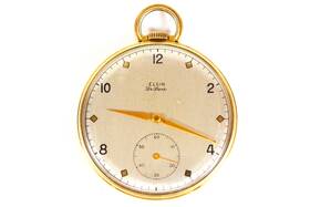 X604351 Elgin Deluxe Pocket Watch Model 5 Grade 542 10k Yellow Gold Filled
