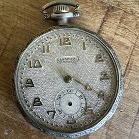 A179 Elsmere Swiss Art Deco Mens Pocket Watch 6j 2 Adj For Spares Or Repair