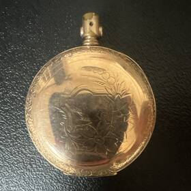689525 English Make Gold Filled Full Hunter Pocket Watch Roman Numerals Yellow