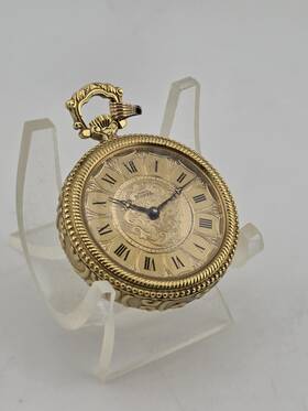 999-99902 Ernest Borel Rare Vintage Ornate Inch 17 Jewel Gold Plated Pendant Watch Works
