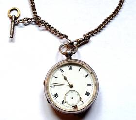 99517 Estate Vintage 1864 Sterling Birmingham S/n 7 Jewel Key Wind Pocket Watch-works